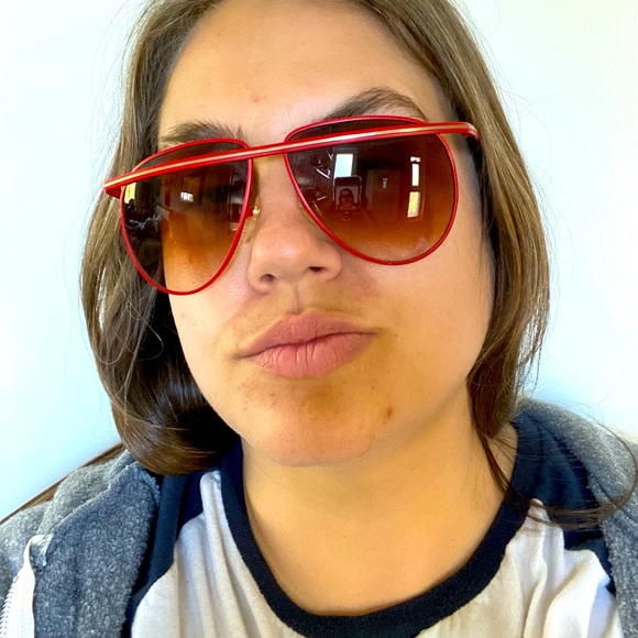Vintage 80s Cool Ray Red Metal Frame Aviators - Picture 3 of 3